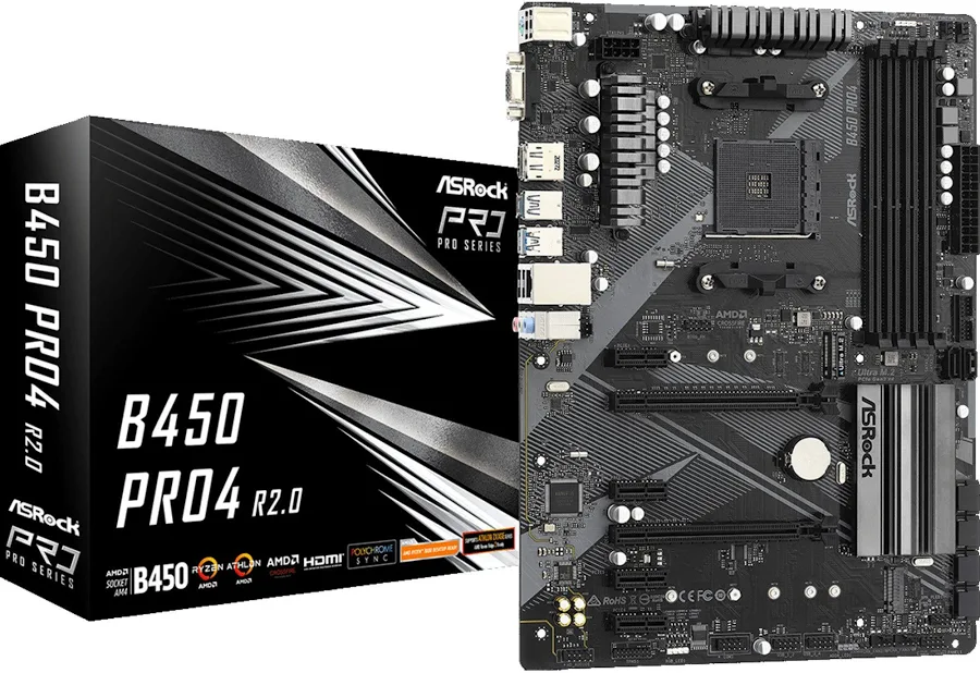 ASRock B450 Pro4 R20 AMD B450 Emplacement AM4 ATX image 2