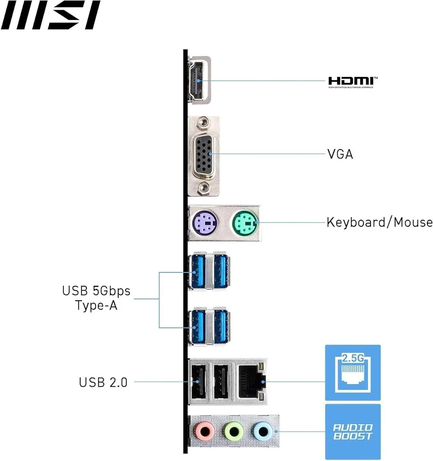 MSI AMD A620mATX PRO A620M-BNVMe HDMI 21 VGA RJ45 image 5
