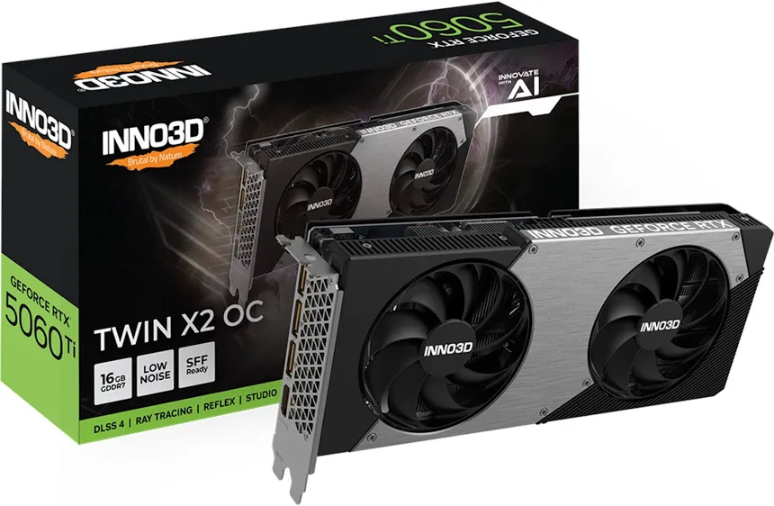 INNO3D GeForce RTX 5060 Ti TWIN X2 OC 16 Go GDDR7 Reflex 2 RTX  image 1