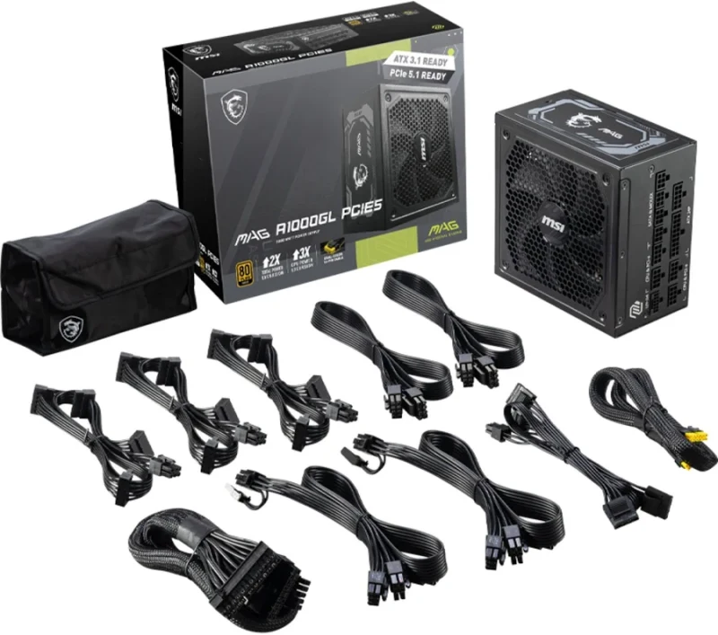 Alimentation PC modulaire MSI MAG A1000GL PCIE5 1000W 80 PLUS Gold noir - image 4