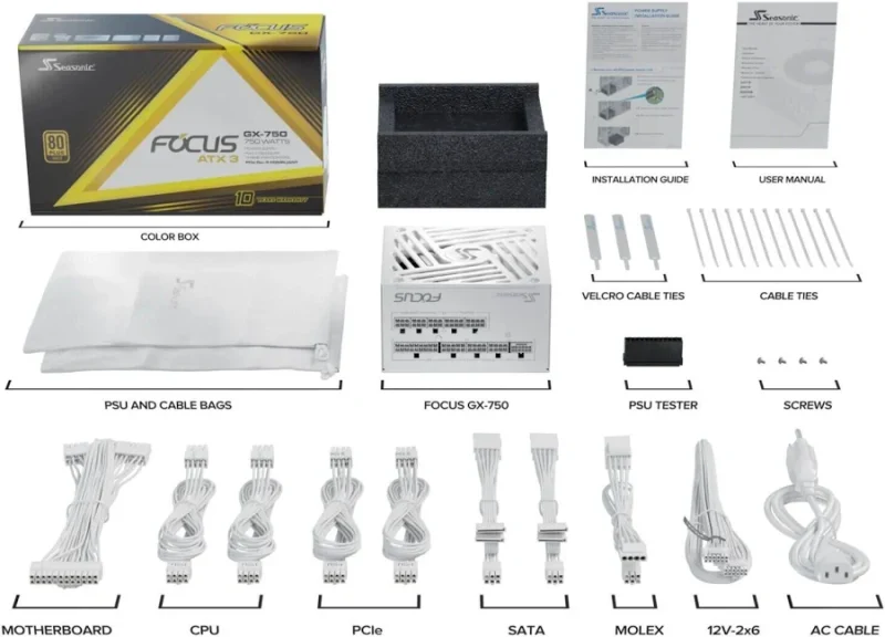 FOCUS GX ATX3.0 alimentation  modulaire 750 watt - image 3