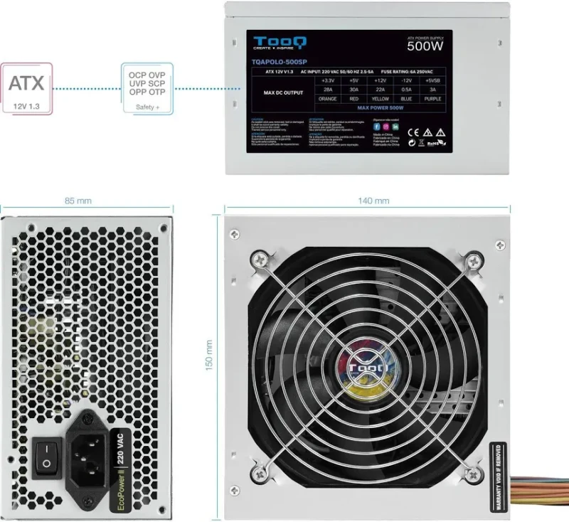 TooQ TQAPOLO-500SP 500W PFC actif - image 2