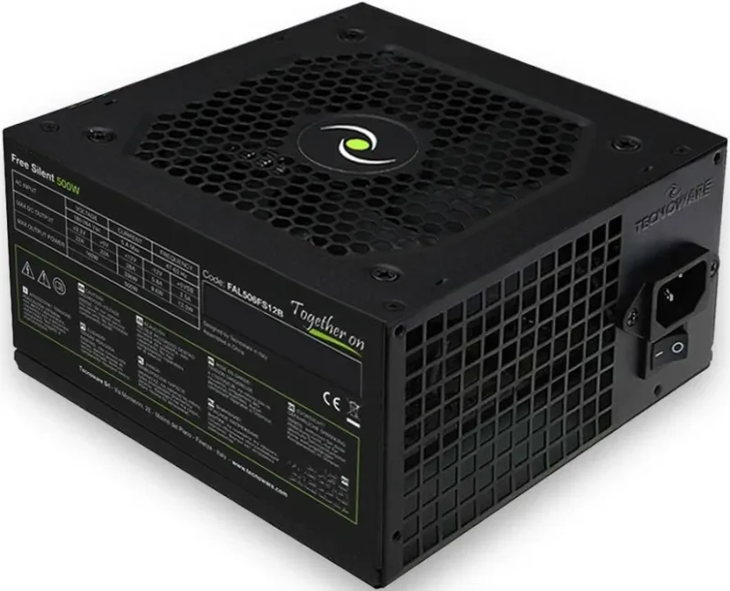 Alimentation Tecnoware Atx 500, ventilateur silencieux, 2xsata, 1x24 pôles, 1x 4+4 pôles, 2xmolex - image 2