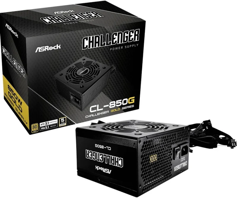Bloc d'alimentation Asrock 850 W, certification 80 PLUS Gold, Challenger CL-850G, protection avancée - alimentation vue principale