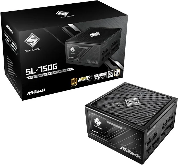 Bloc d'alimentation Asrock 750 W 80 PLUS Gold Steel Legend, protection totale, noir - alimentation vue principale