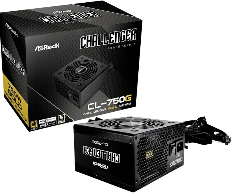 Bloc d'alimentation Asrock 750 W, certification 80 PLUS Gold, Challenger CL-750G, protection avancée - alimentation vue principale