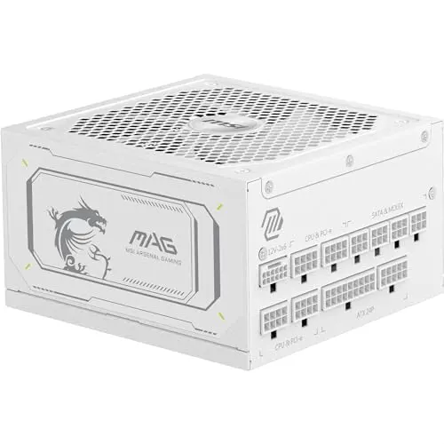 Fuente de Alimentación MSI 1000W 80 Plus Gold MAG A1000GL Modular Blanca ATX 3.1 - alimentation vue principale