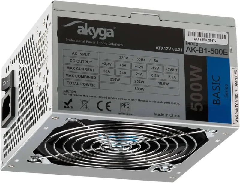 Alimentation Akyga 500W ATX Certifiée CE Modèle AK-B1-500E Ventilateur 12 cm - image 2