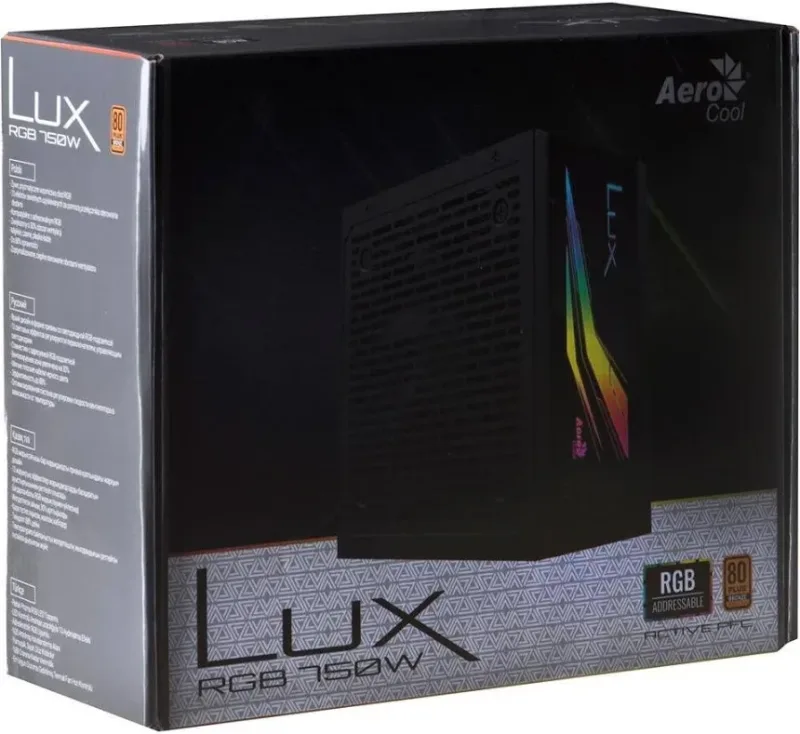 Alimentation Aerocool 750W 80 PLUS Bronze Lux RGB Non-Modulaire Ventilateur RGB - image 5