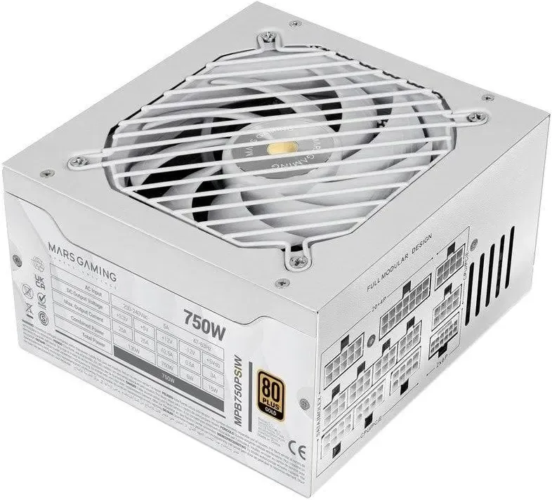 Alimentation Mars Gaming MPB750PSI 750 W ATX 3.1 PCIe 5.1 80 Plus Gold Blanche - alimentation vue principale