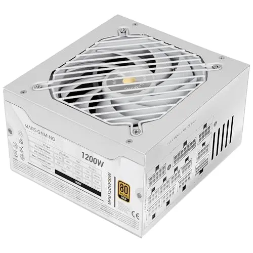 Alimentation Mars Gaming MPB1200PSI 1200 W, certifiée 80 Plus Gold, garantie 10 ans, blanche - alimentation vue principale