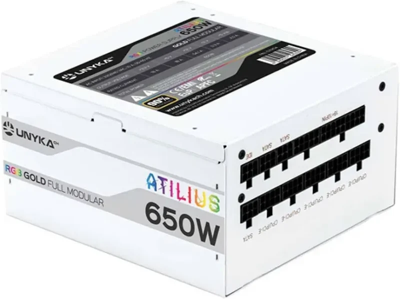 UNYKAch Atilius RGB Alimentation 650W Efficacité 90% Entièrement Modulaire Blanc - image 2