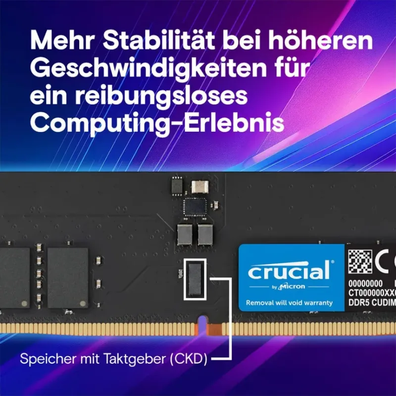 Crucial 64 Go Kit 2x32Go DDR5 6400 MHz - vue 3