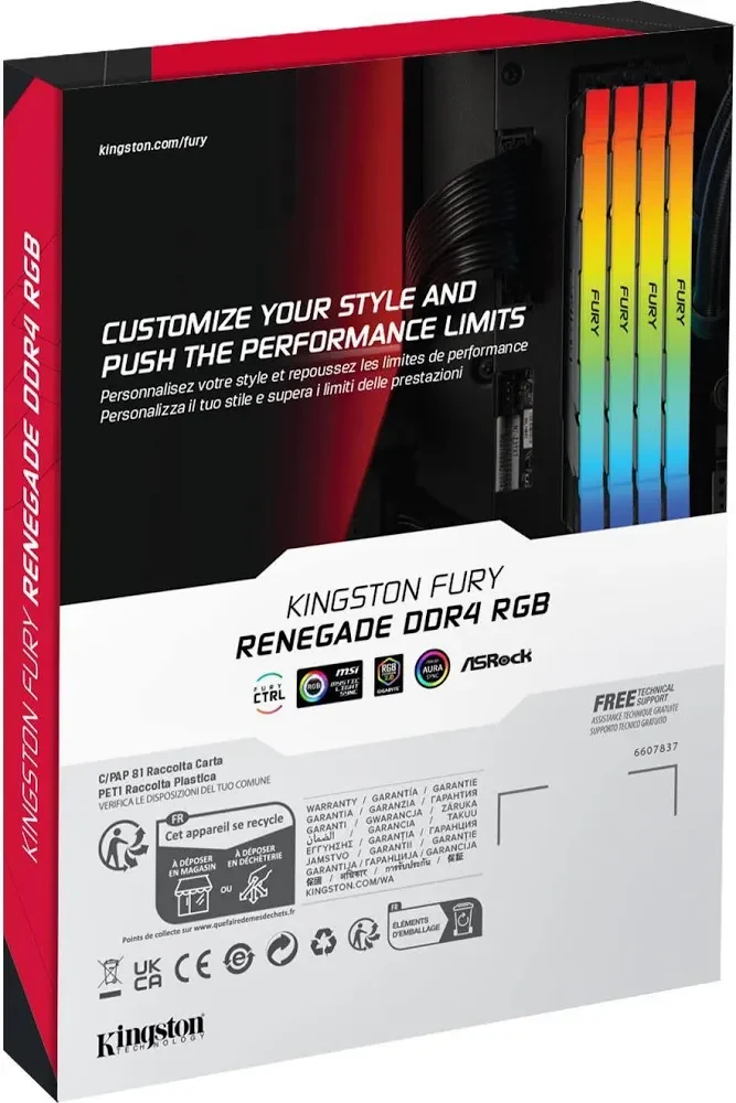Kingston Fury Renegade RGB 16 Go Kit 2x8Go DDR4 4000 MHz - vue 5