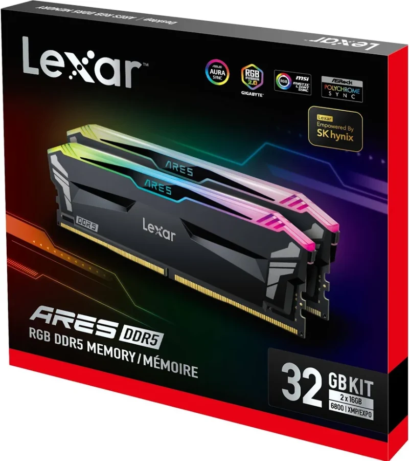 Lexar ARES RGB 32 Go Kit 2x16Go DDR5 6400 MHz - vue 3