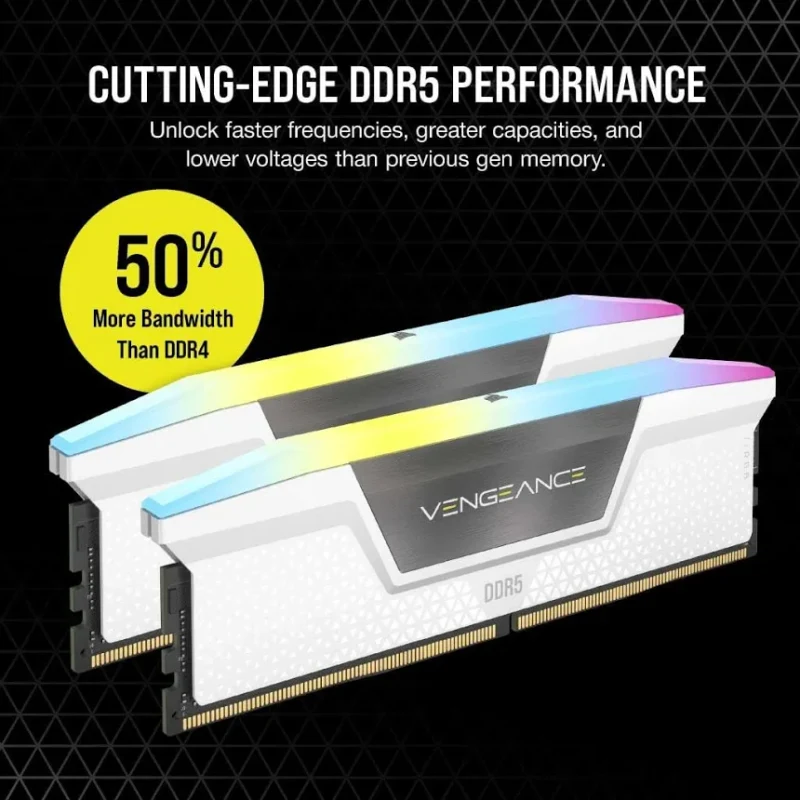 Corsair Vengeance RGB 64 Go Kit 2x32Go DDR5 5600 MHz - vue 5