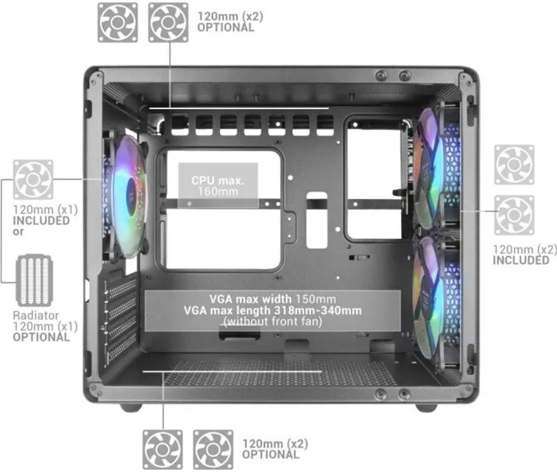 Mars Gaming MC-400 FRGB mATX RGB - vue 3