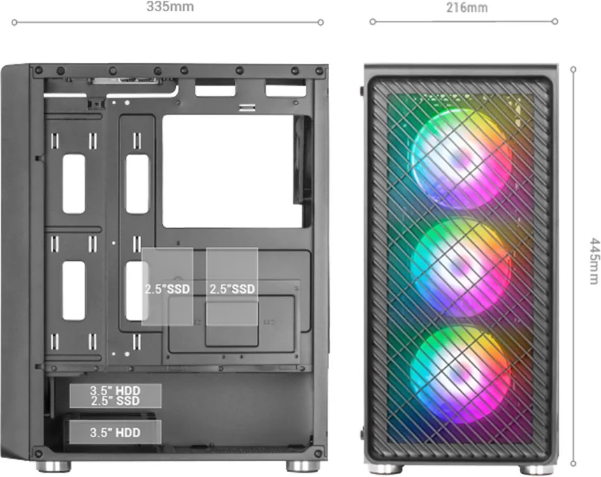 Mars Gaming MC-F ARGB ATX RGB - vue 4