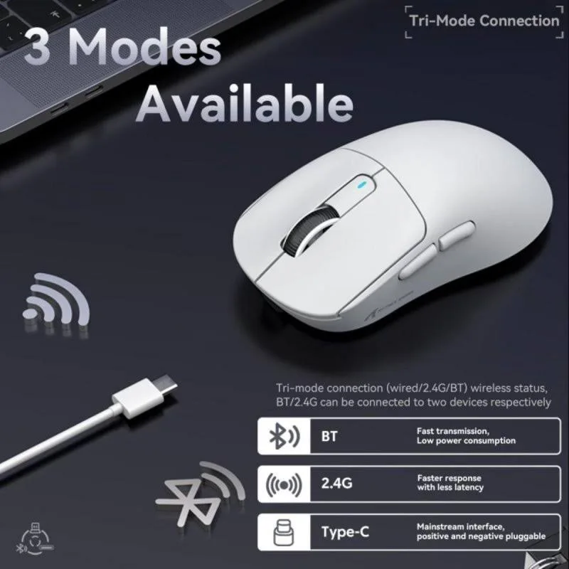 Souris gaming X3 49 g PixArt 3395 26000 DPI sans fil USB-C 2.4 GHz Bluetooth - vue 4