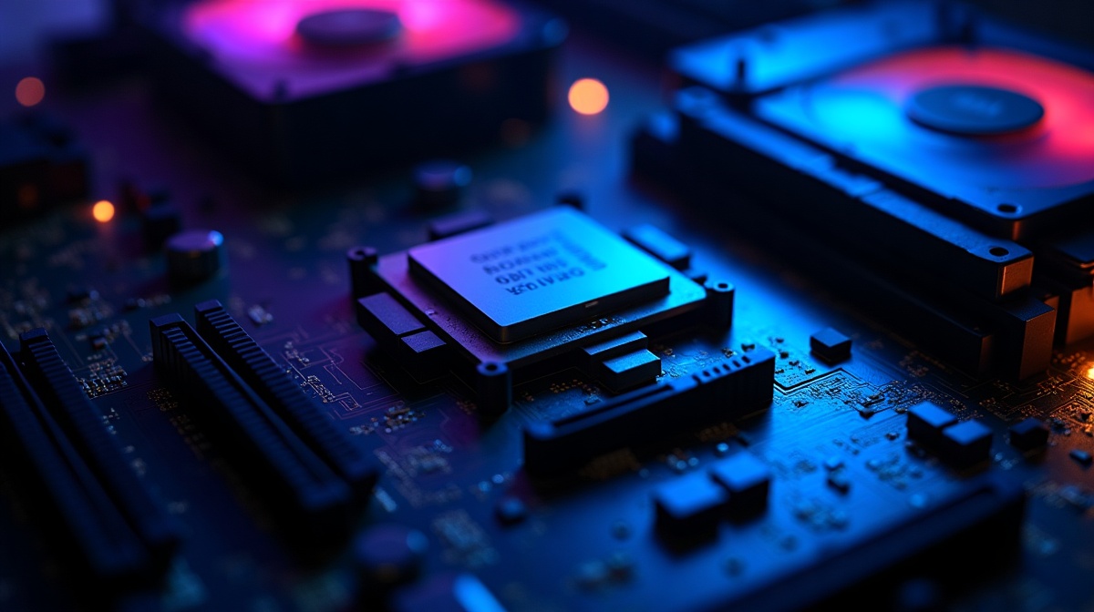 Carte mère gaming avec CPU AM5 installé - architecture processeur 2026