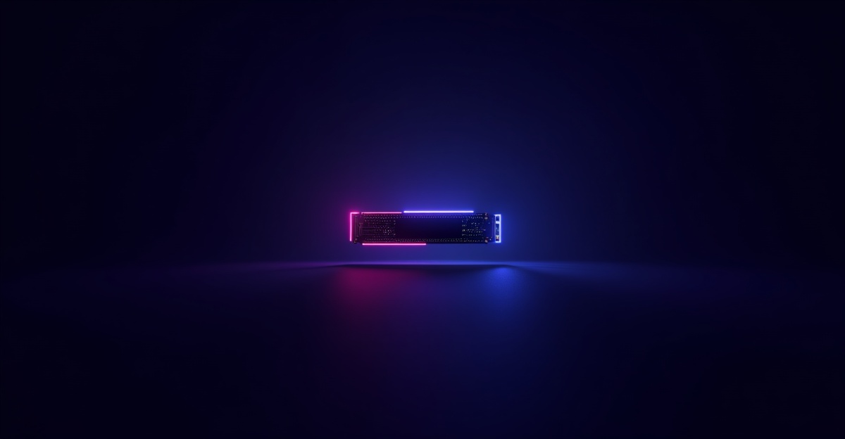 SSD NVMe flottant dans une ambiance sombre bleu violet - penurie NAND 2026 - LaBonneConfig.fr