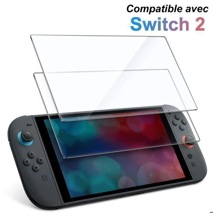 Générique Lot de 2 Verres Trempés 9H pour Nintendo Switch 2
