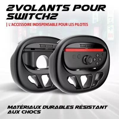 AKUMA Pack 2 Volants Racing Cyber R01 Switch2 Noir - vue 1