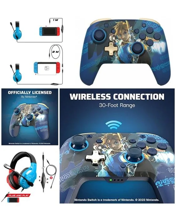 PDP LVL40 Casque Gaming Filaire Rouge Bleu pour Switch