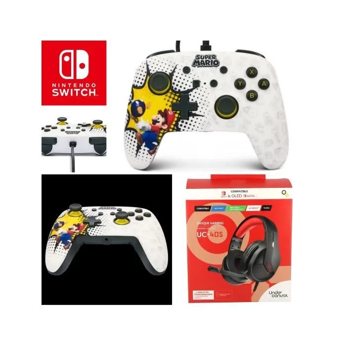 Nacon casque stéréo filaire Nintendo Switch rouge/noir
