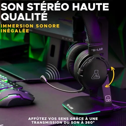 Casque Gamer Filaire - THE G-LAB - KORP TITANIUM - Microphone - PC/PS4/Xbox One - Noir - vue 2