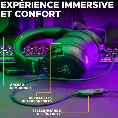 Casque Gamer Filaire - THE G-LAB - KORP TITANIUM - Microphone - PC/PS4/Xbox One - Noir - vue 5