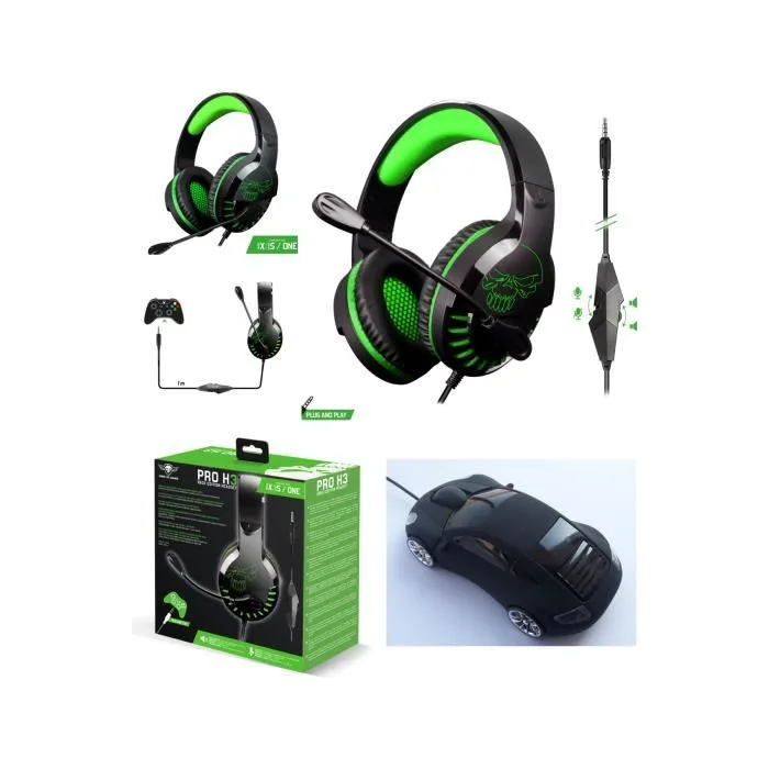 Spirit of Gamer Pro H3 Xbox Edition Noir/Vert 50mm Filaire
