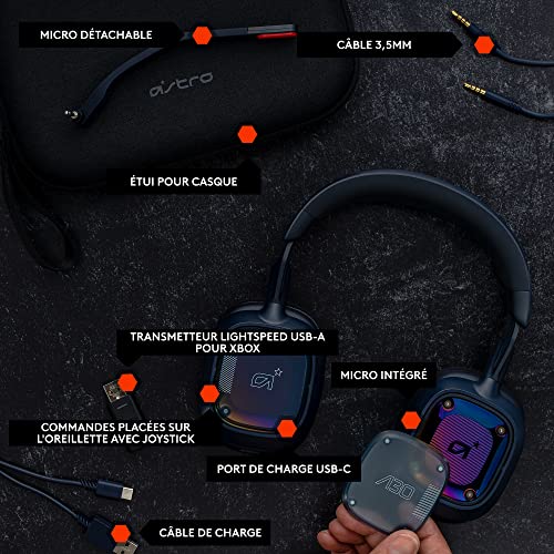 Casque gamer - Sans fil - Logitech G - A30 - Xbox PC MAC Mobile - Bleu marine - vue 7