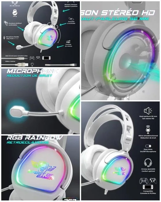 Spirit Of Gamer PRO-H6 Casque Gaming RGB 50mm Filaire