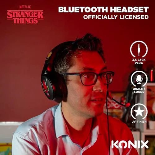 Casque gaming circum-aural - Filaire - Konix - Stranger Things - PC PS5 Switch 2 et Xbox - Microphone - Câble 15 m - vue 4