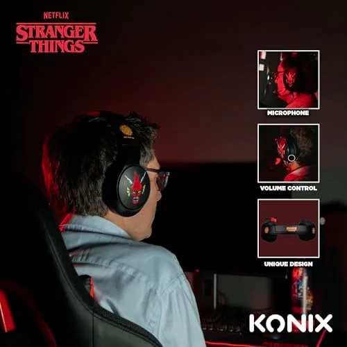 Casque gaming circum-aural - Filaire - Konix - Stranger Things - PC PS5 Switch 2 et Xbox - Microphone - Câble 15 m - vue 5
