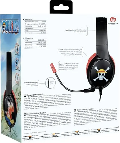 Casque gaming filaire - KONIX - One Piece - PC PS4 PS5 Switch et Xbox - Microphone - Câble 15 m - Prise Jack 35 mm - vue 8
