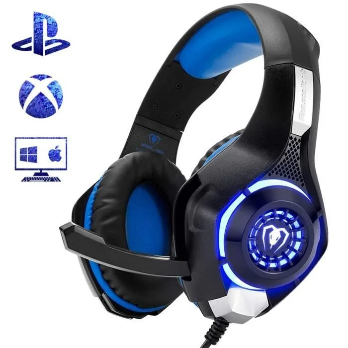 MOONMINI Casque Gaming filaire PS4/Xbox One LED