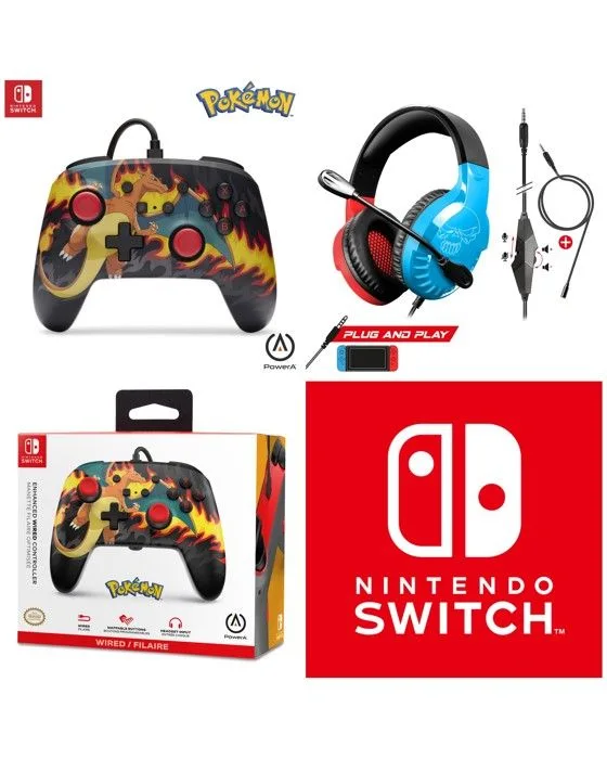 PowerA PRO-H3 Casque Gaming Nintendo Switch Rouge et Bleu
