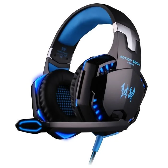 KOTION EACH G9000 Casque Gaming Filaire Bleu LED