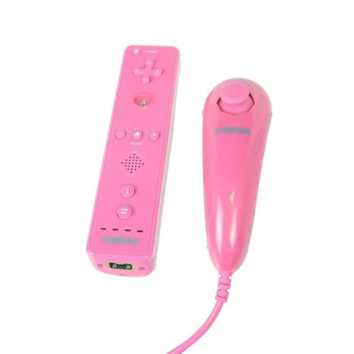 KONIX Duo pack manette + joystick Wii/Wii U rose