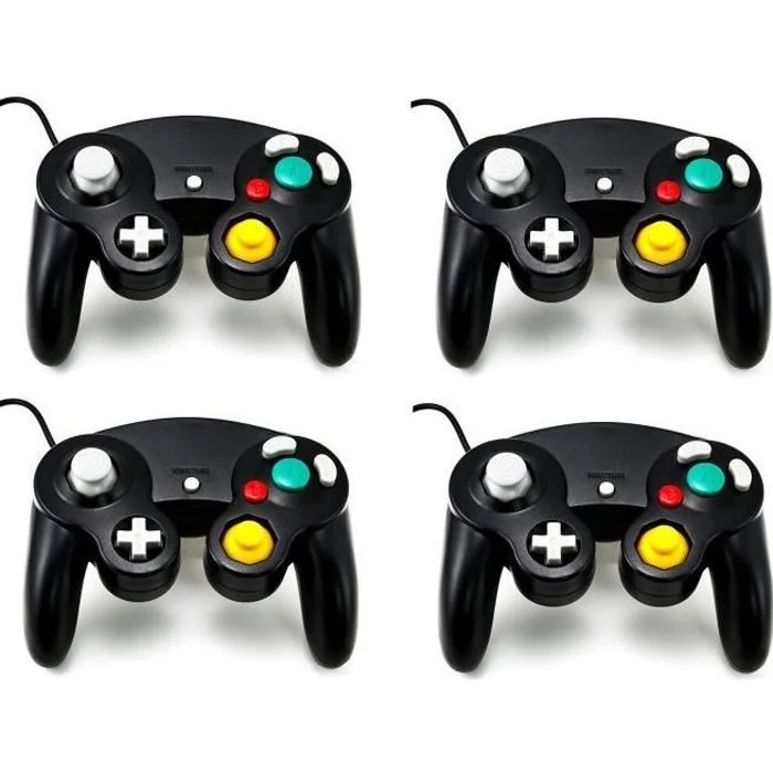 Manette Nintendo GameCube/Wii filaire vibrante, lot de 4