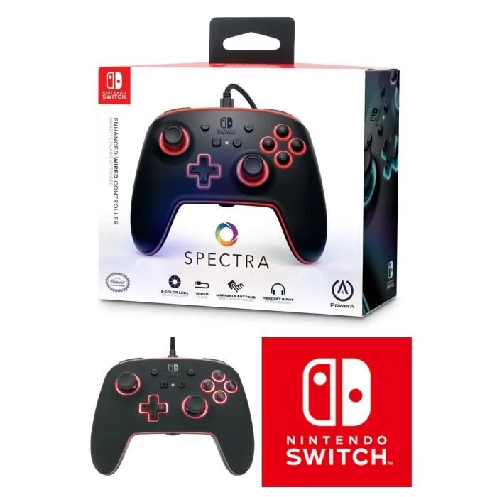 PowerA Spectra Enhanced Wired Controller Noir LED RGB
