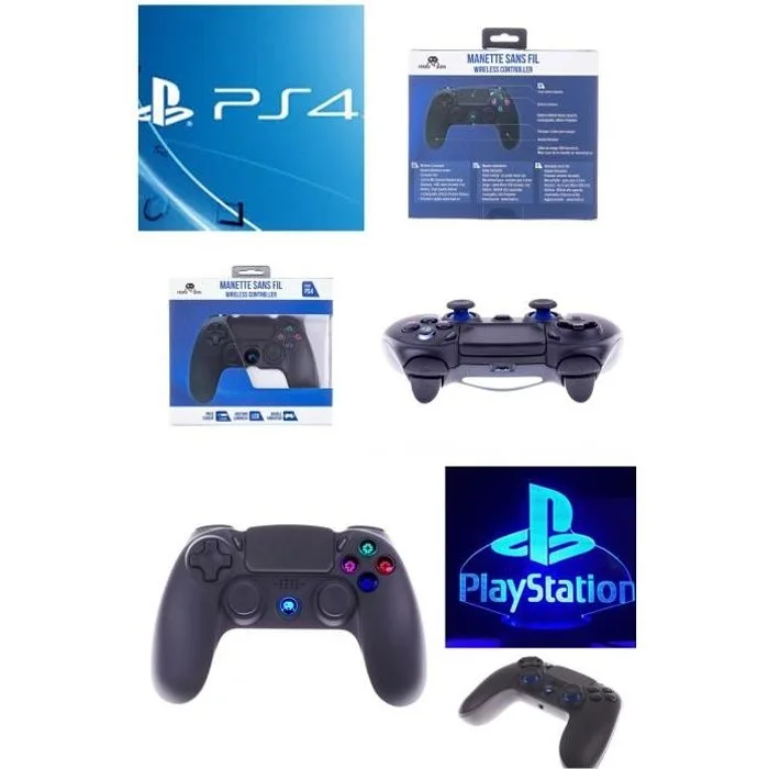 FREAKS AND GEEKS Manette Sans Fil Noire PS4 LED Prise Jack