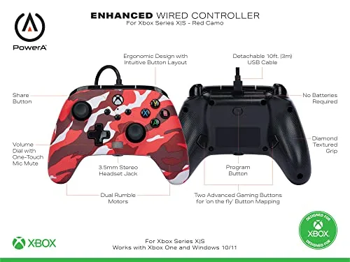 Manette de jeu - POWER A - PowerA - Filaire - Camouflage Rouge - Xbox Series X/S - vue 2
