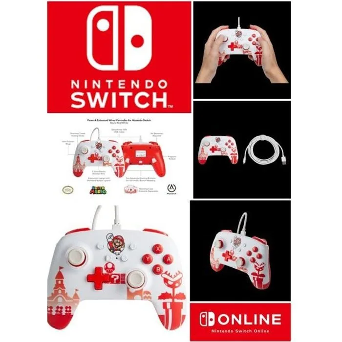 PowerA Manette filaire Nano Mario Rouge Nintendo Switch