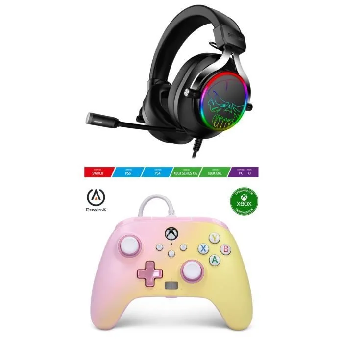 PowerA Manette Xbox One-S/X-PC Limonade rose sans fil 7.1