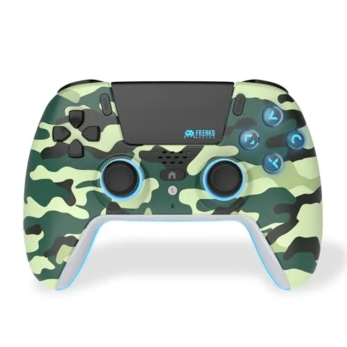 Trade Invaders Manette Bluetooth PS5 LED Green Camo Joysticks Hall