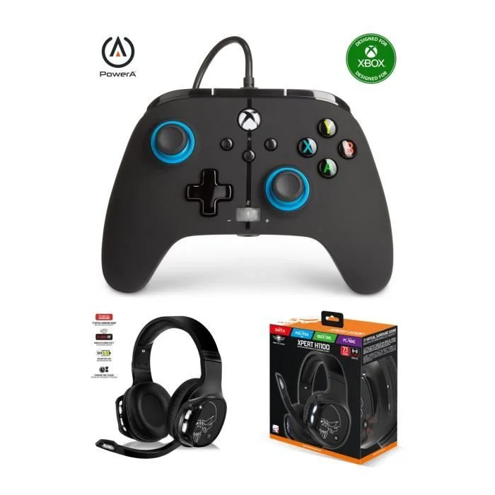 PowerA Manette filaire améliorée Xbox Series X|S Noir/Bleu