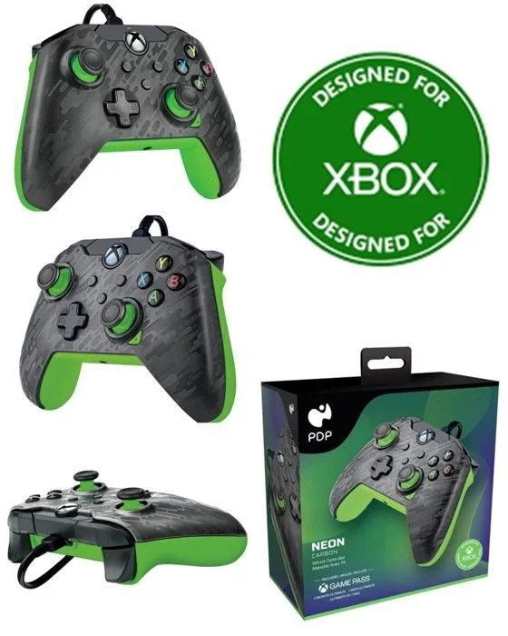 PDP Neon Carbon Manette filaire Xbox Series X|S et PC